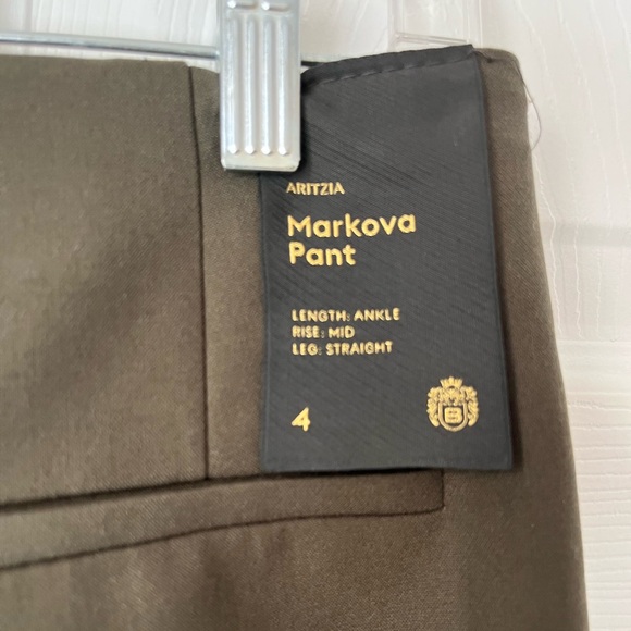 Babaton Markova dark olive mid rise ankle straight dress Pants size 4 - Picture 5 of 9